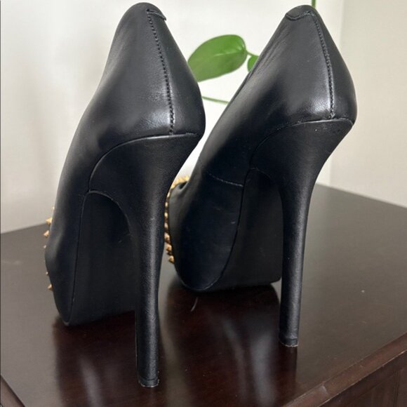 STEVE MADDEN leather platform pumps with gold spikes - Picture 5 of 11
